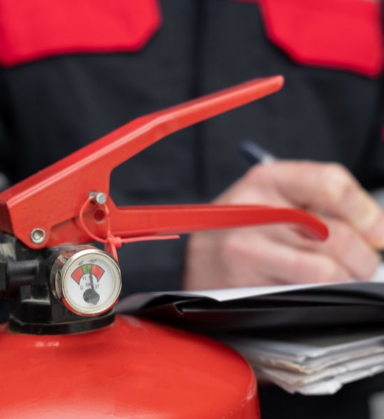 Engineer Professional are Checking A Fire Extinguisher Using Cli
